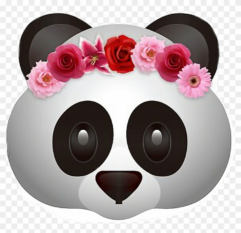 Panda Emoji Flower Flowercrown Freetoedit - Panda Emoji With Flower Crown Clipart #128834