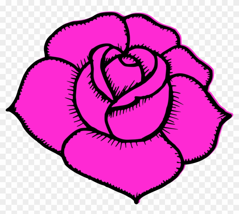 Full Size Of How To Draw A Simple Tudor Rose Outline - Simple Pink Rose Drawing Clipart #129018