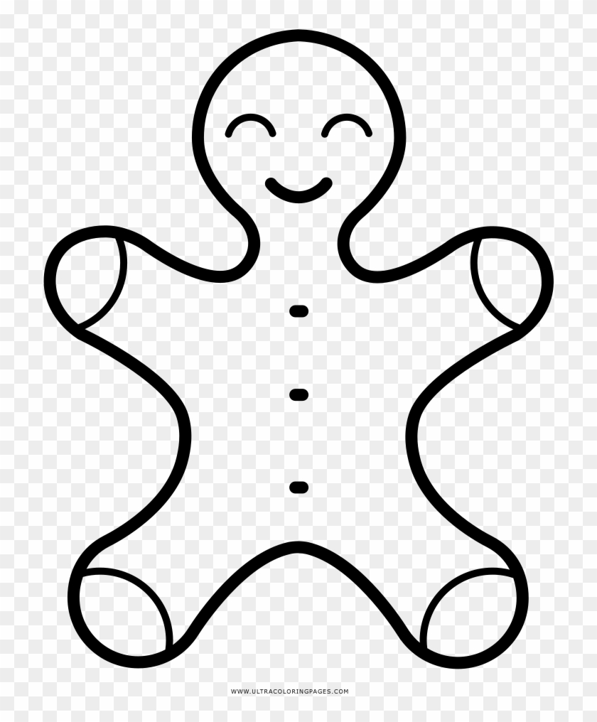 Gingerbread Man Coloring Page - Line Art Clipart #129173