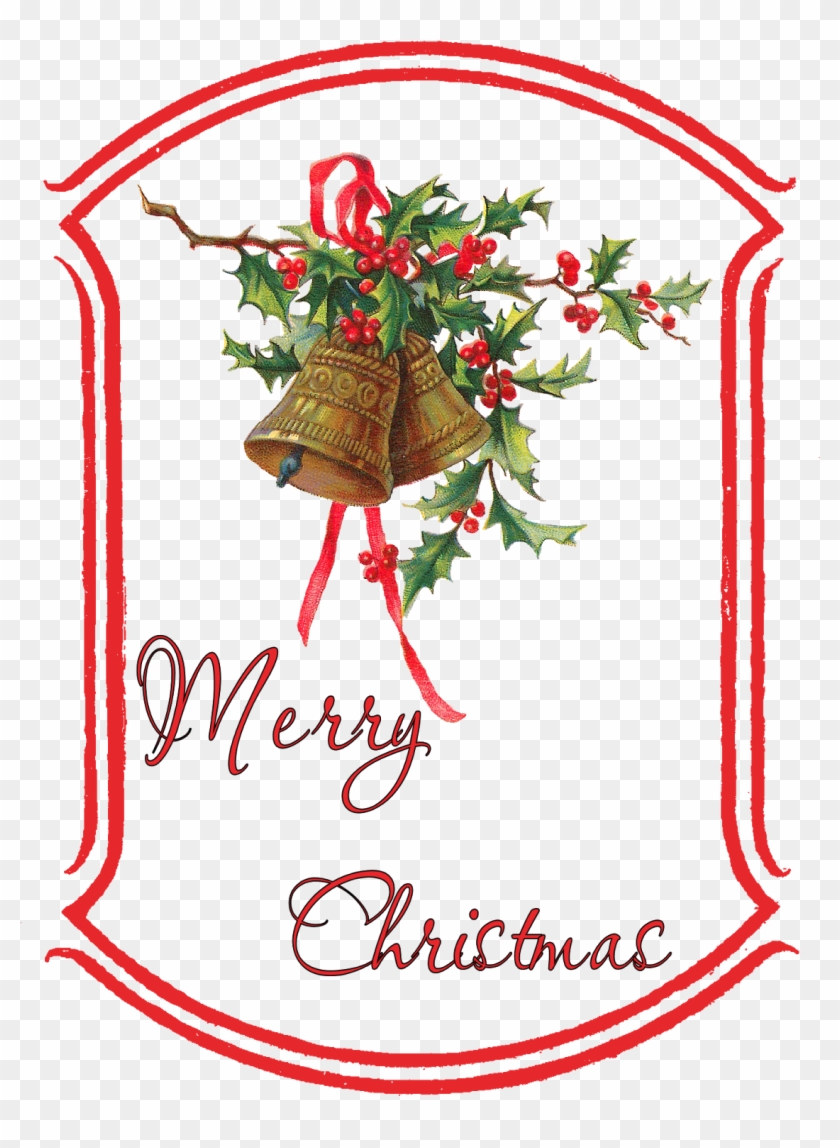Digital Christmas Gift Tag - Transparent Vintage Christmas Bells Clipart #129221