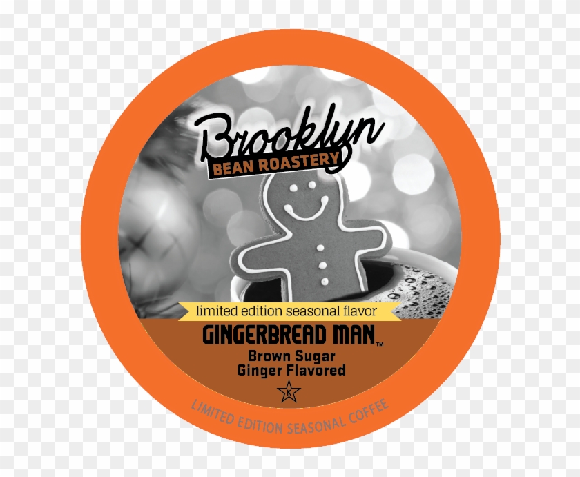 Brookly Bean Gingerbread Man Flavored Coffee, K-cup - Label Clipart