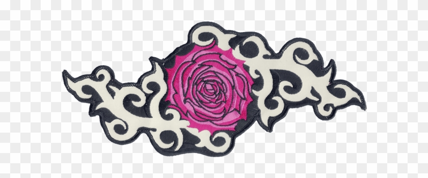 Pink Rose And Thorns 10" X 4" Reflective Embroidered - Rose Clipart #129341