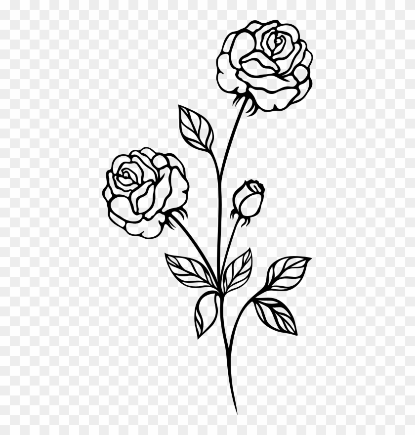 Vintage Flowers Rose - Transparent Black And White Rose Clipart - Png Download