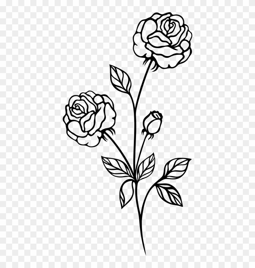 Vintage Flowers Rose - Transparent Black And White Rose Clipart - Png Download #129484