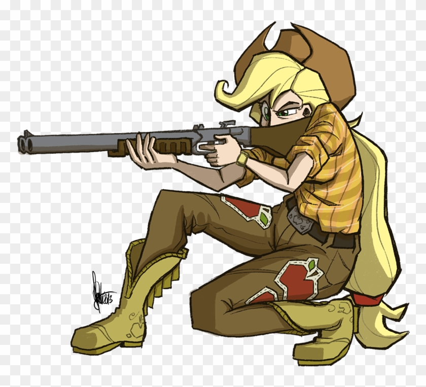 Action Pose, Applejack, Artist - Human With Gun Cartoon Clipart