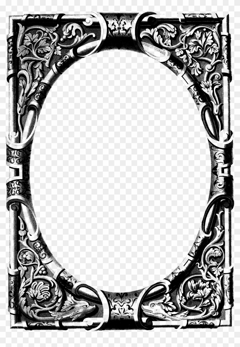 Black Frame Png - Vintage Black Ornate Frame Clipart #1201424