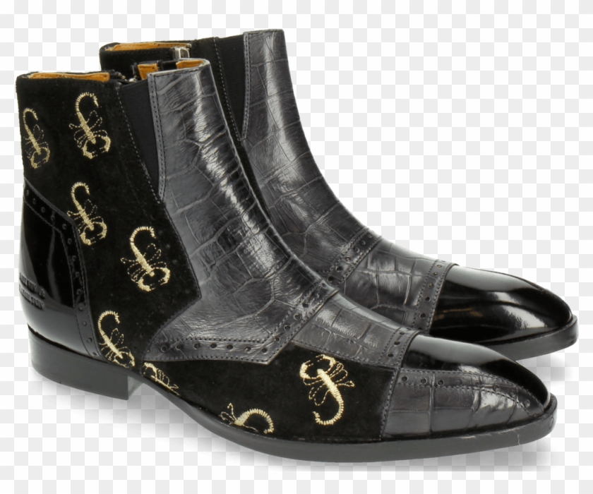 Ankle Boots Ricky 11 Big Croco Patent Suede London - Work Boots Clipart #1201622