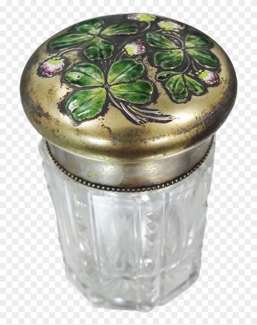 Victorian Sterling Enamel 4 Leaf Clover Perfume Bottle - Drink Clipart #1201900