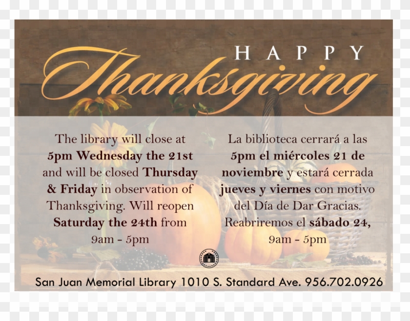 Happy Thanksgiving - Poster Clipart #1202365