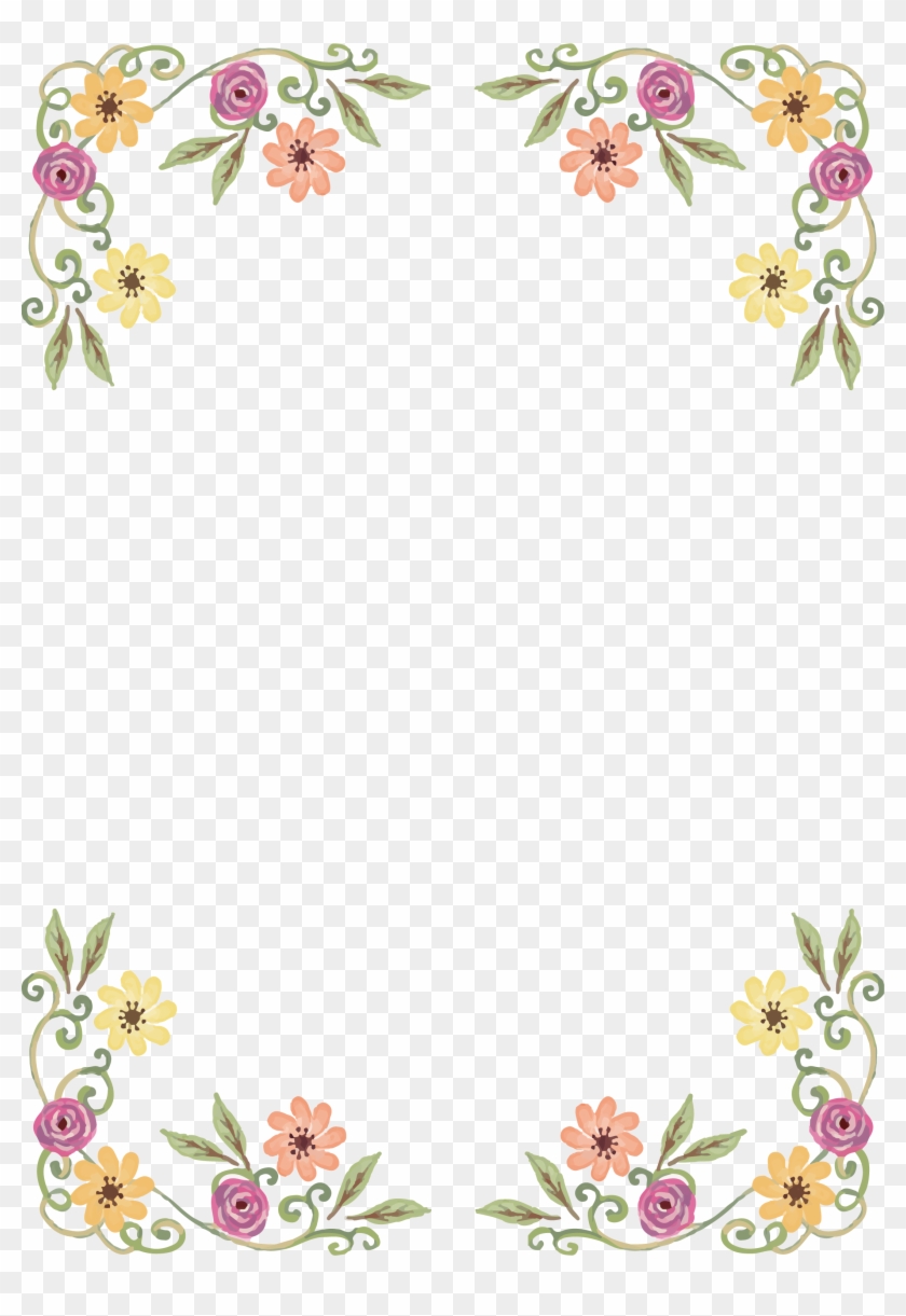 Png Black And White Library Design Border Of Wild Flowers - Front Page Border Design Clipart #1203000