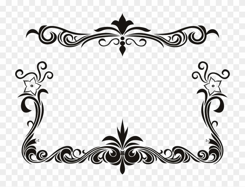 White Floral Border Png Download Image - Border Black And White Design Clipart