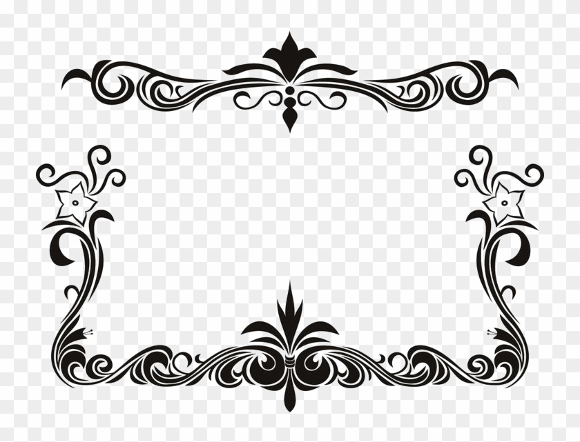 White Floral Border Png Download Image - Border Black And White Design Clipart #1203013