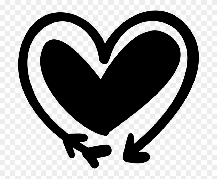 Black And White Heart And Arrow Png - Doodle Heart Clipart Transparent #1205577