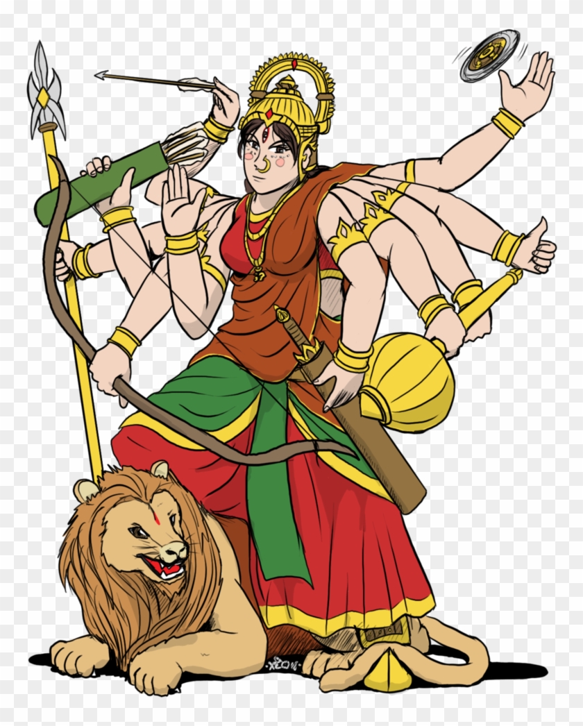 774 X 1032 12 - Cartoon Maa Durga Drawing Clipart