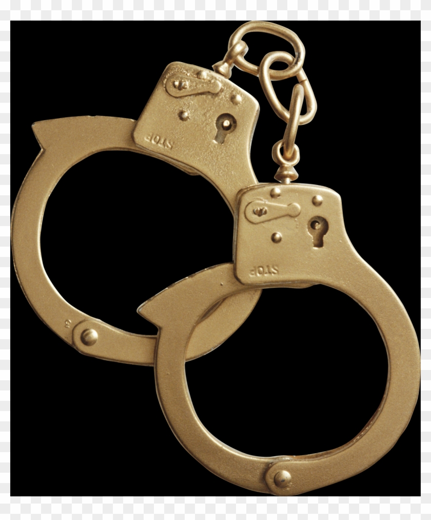Gold Handcuffs Black Background Clipart