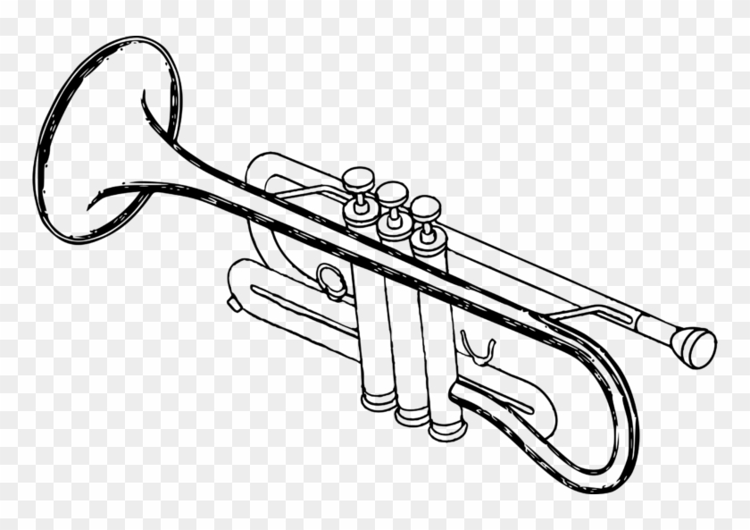 Clip Art Picture Of Trumpet Clipart Image - Trumpet Black And White Clipart - Png Download