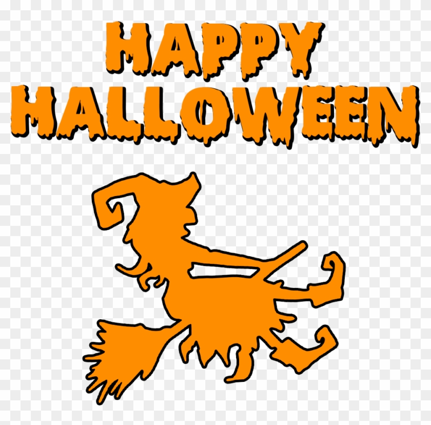 Happy Halloween Witch On A Broomstick Clipart
