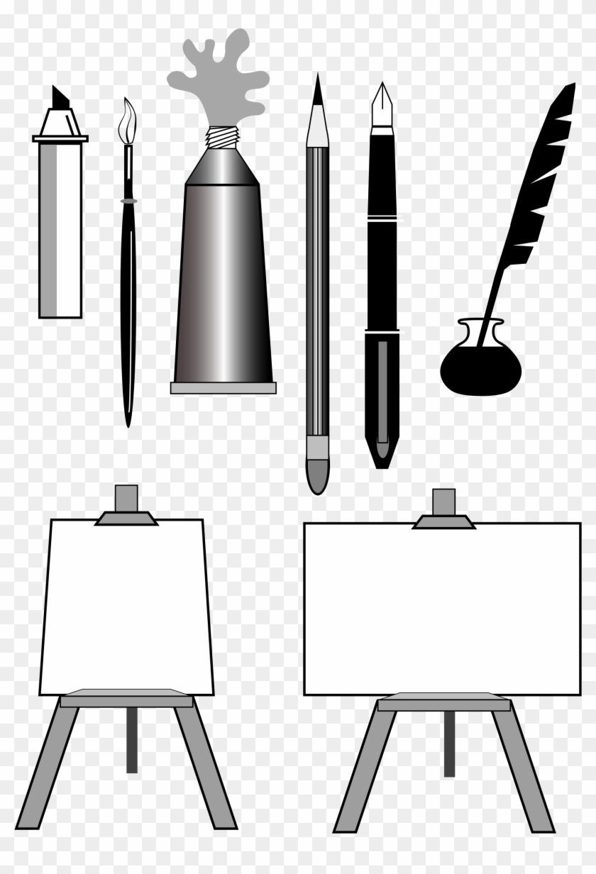 Big Image - Art Tools Line Art Clipart