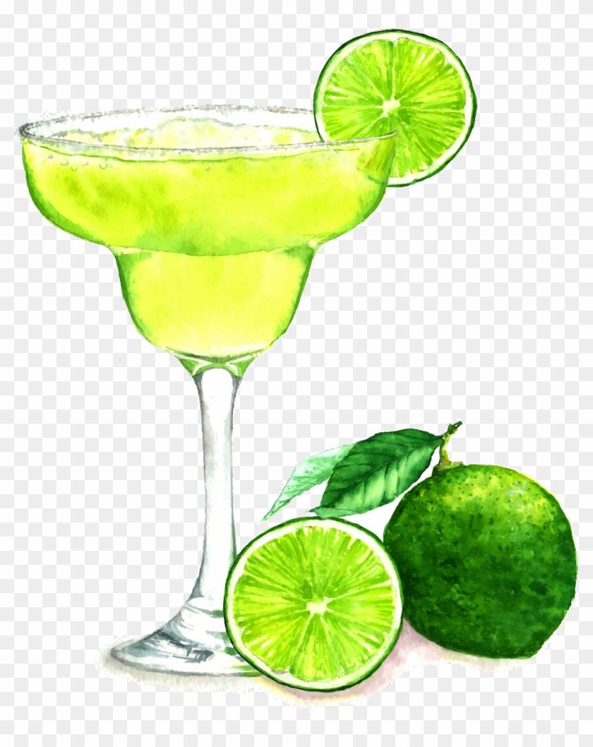 Limegreen Sticker - Margarita Cocktail Drawing Clipart