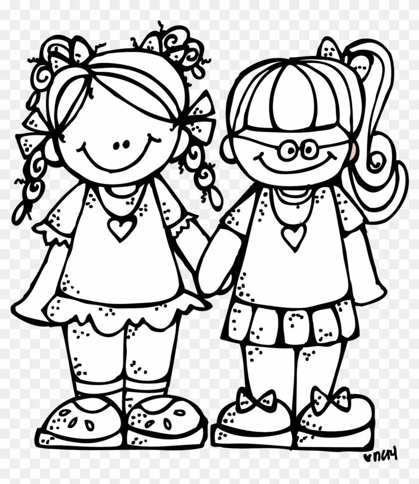 Two Friends Png Black And White - Clip Art Black And White Friends Transparent Png