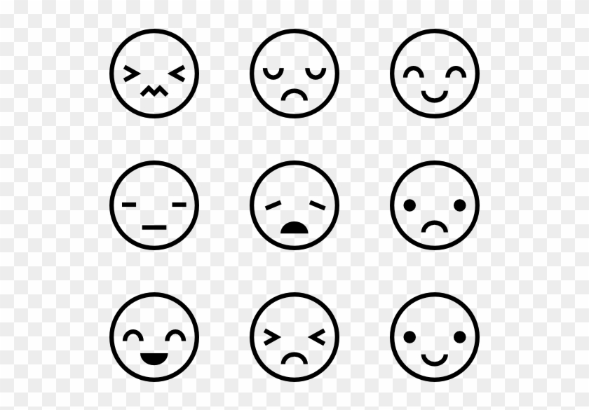 Rounded Emoticon Set - Smiley Clipart #1212276