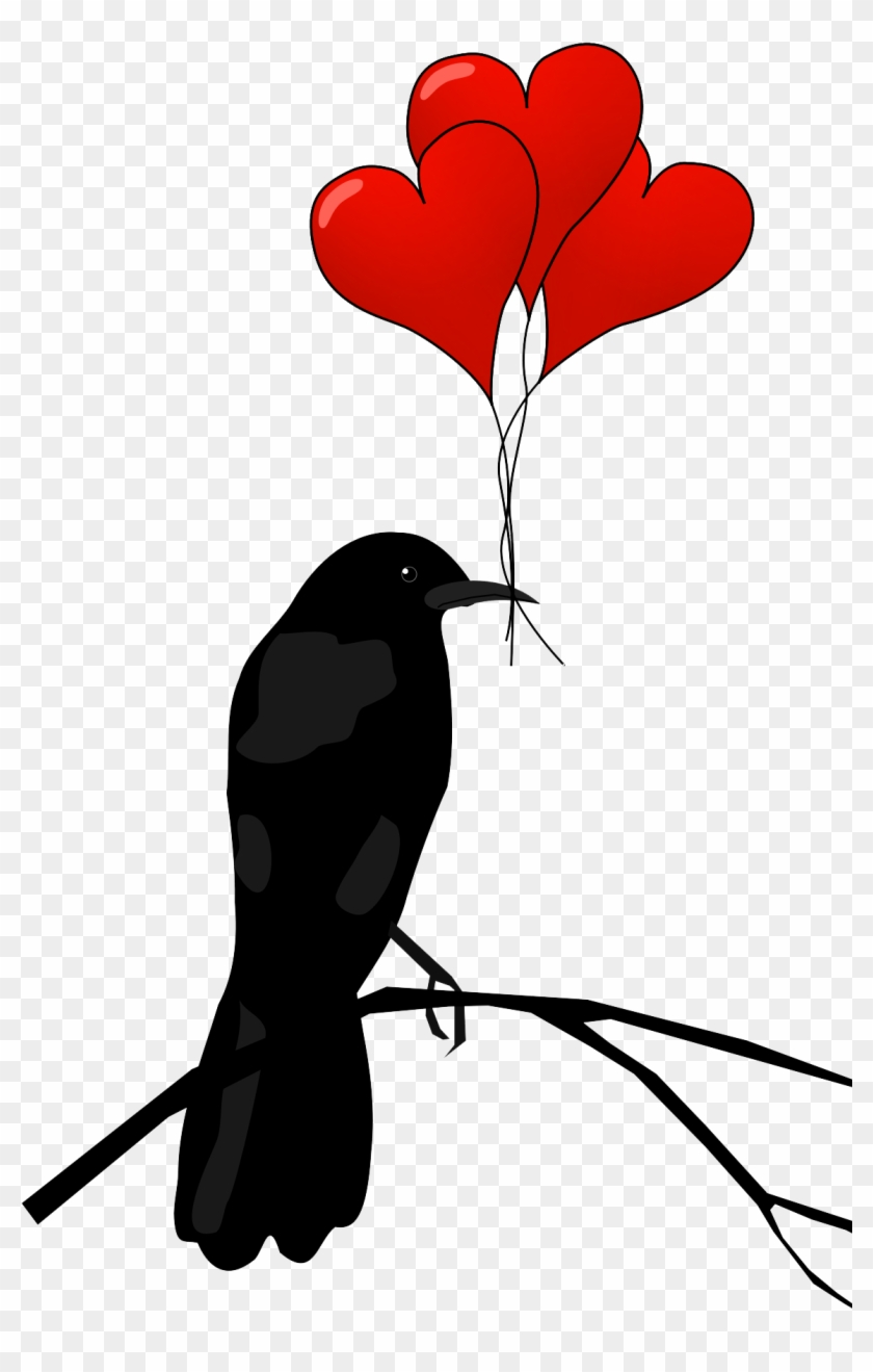 Raven Hearts - Happy Valentines Day Raven Clipart