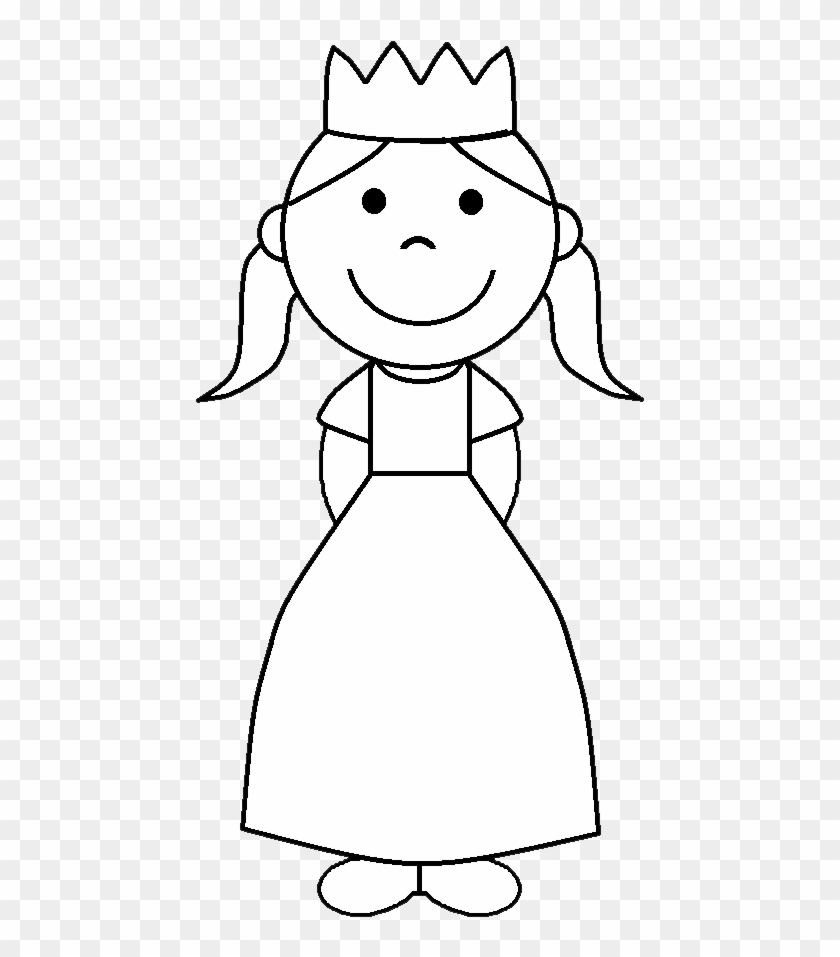 Black Princess Crown Clip Art Black And White Angel - Basit Prenses Boyama - Png Download #1215447