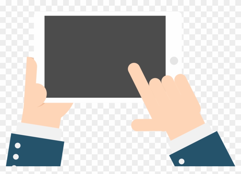 Filehand Gesture - Holding Tablet Vector Clipart