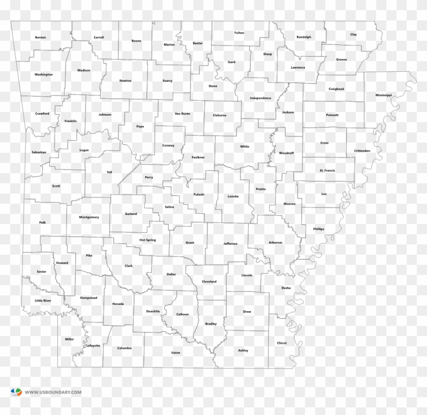 Arkansas Counties Outline Map - Line Art Clipart #1220211