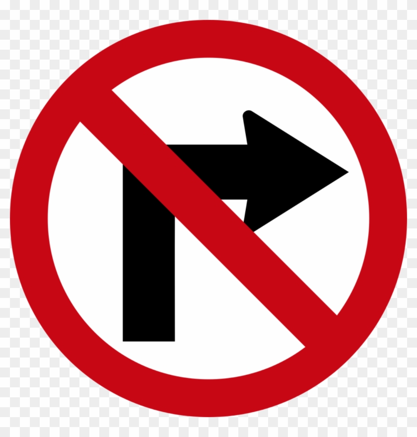 No Turn Right - No Turn Right Sign Clipart