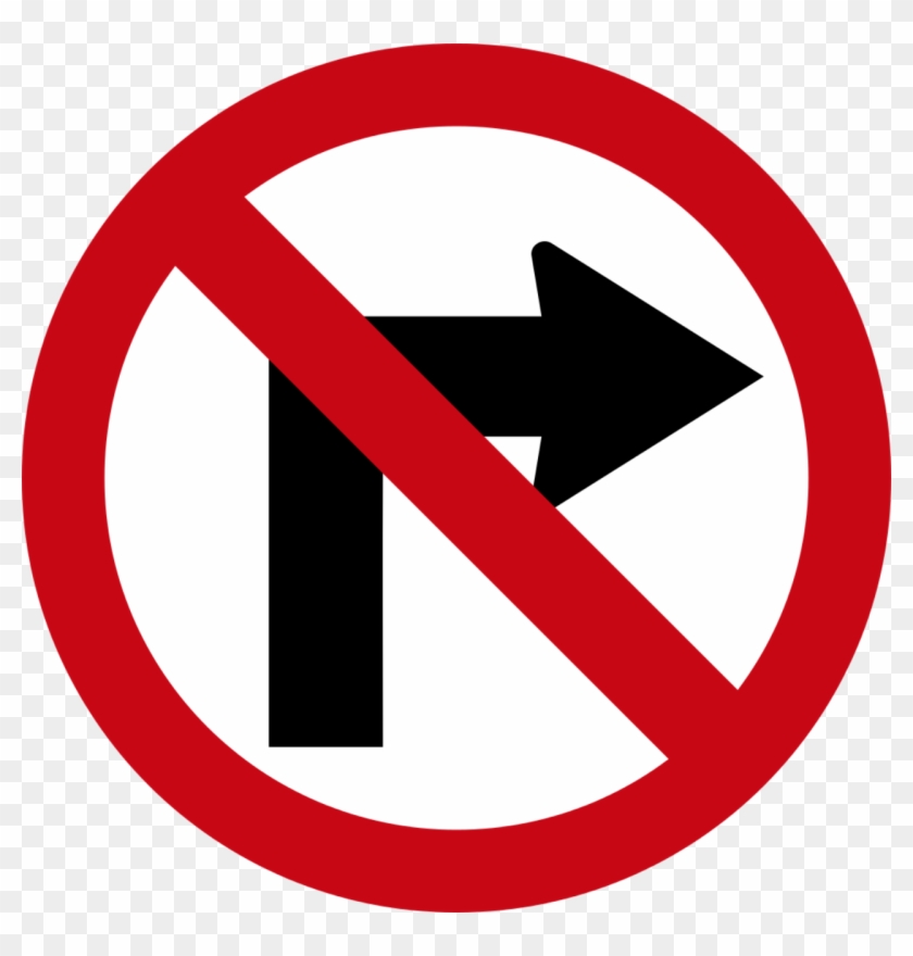 No Turn Right - No Turn Right Sign Clipart #1221827