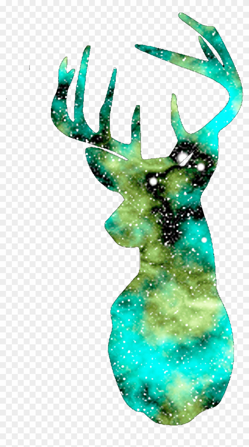 Turquoise Galaxy Deer Head - Illustration Clipart #1222151
