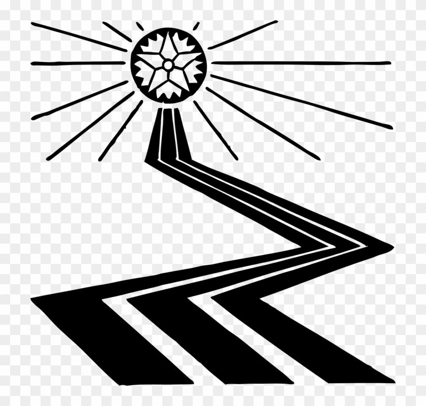 Road, Path, Black And White, Sun, Light, Rays, Star - Path Clipart - Png Download #1224072