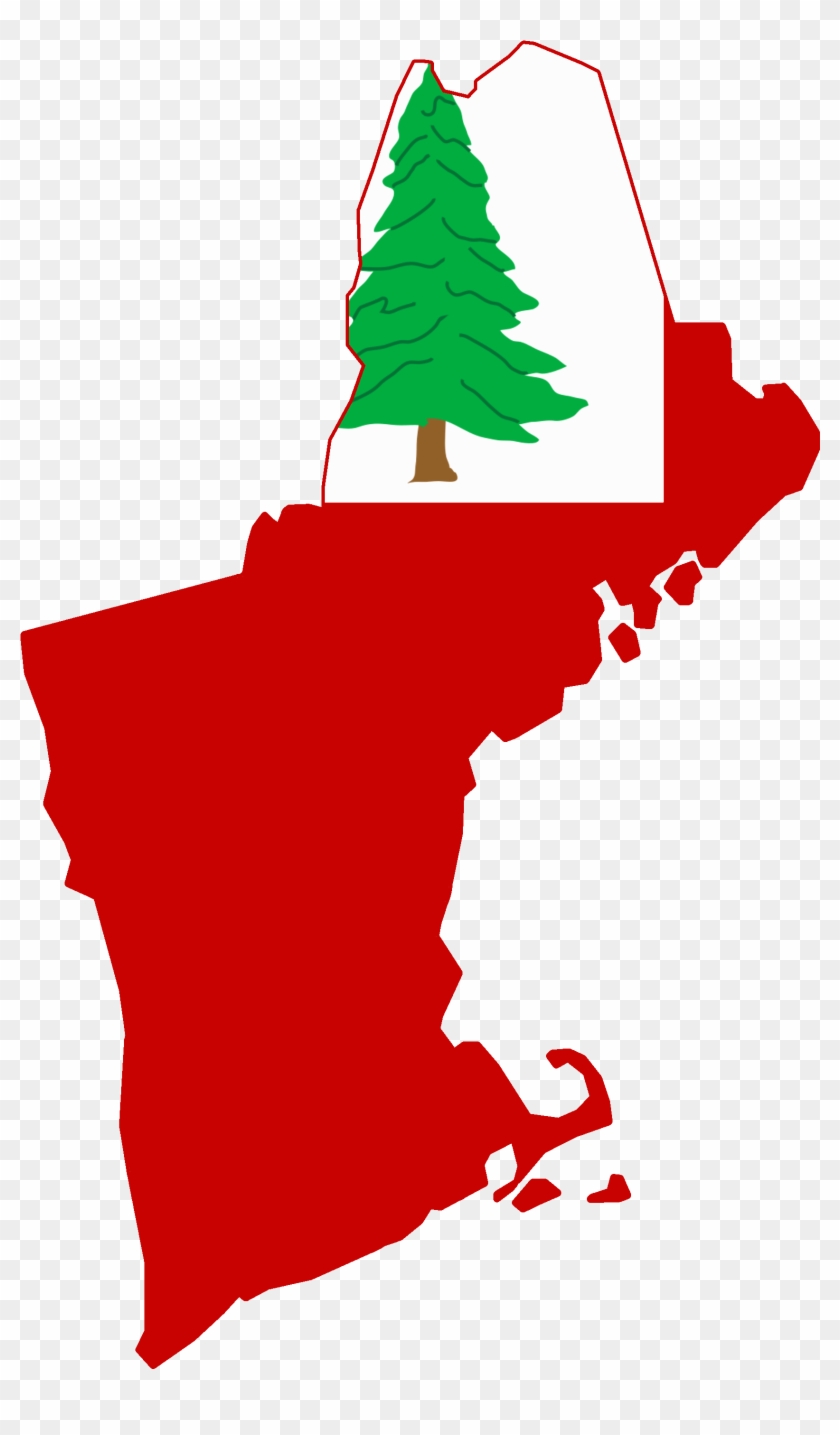 Flag Map Of New England - Connecticut Massachusetts New Hampshire Rhode Island Clipart