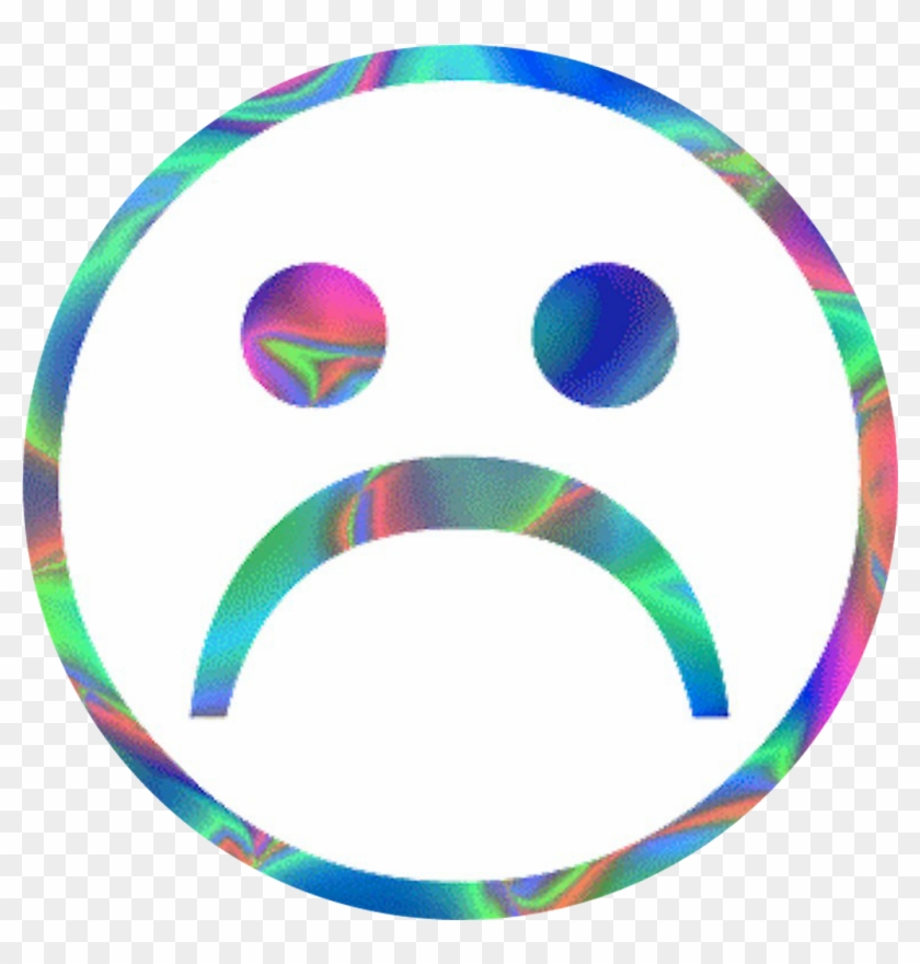 Sadface Smiley Sticker By Doublechin - Vaporwave Sad Face Png Clipart #1228908