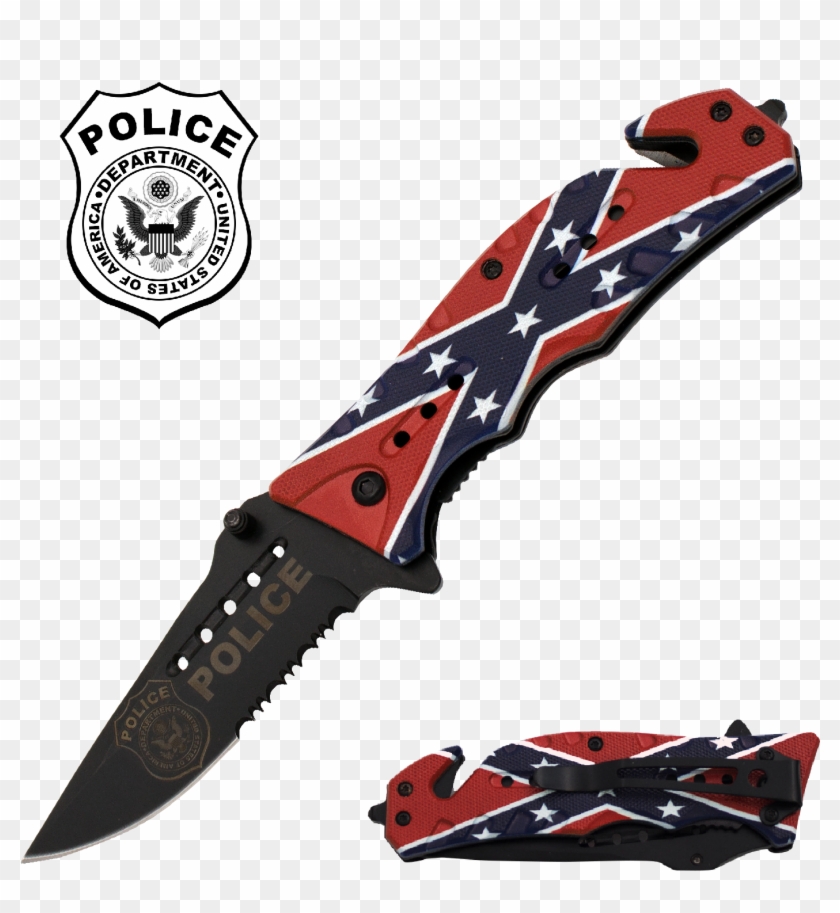Rebel Flag Police Edition - Faca De Combate Rosa Clipart