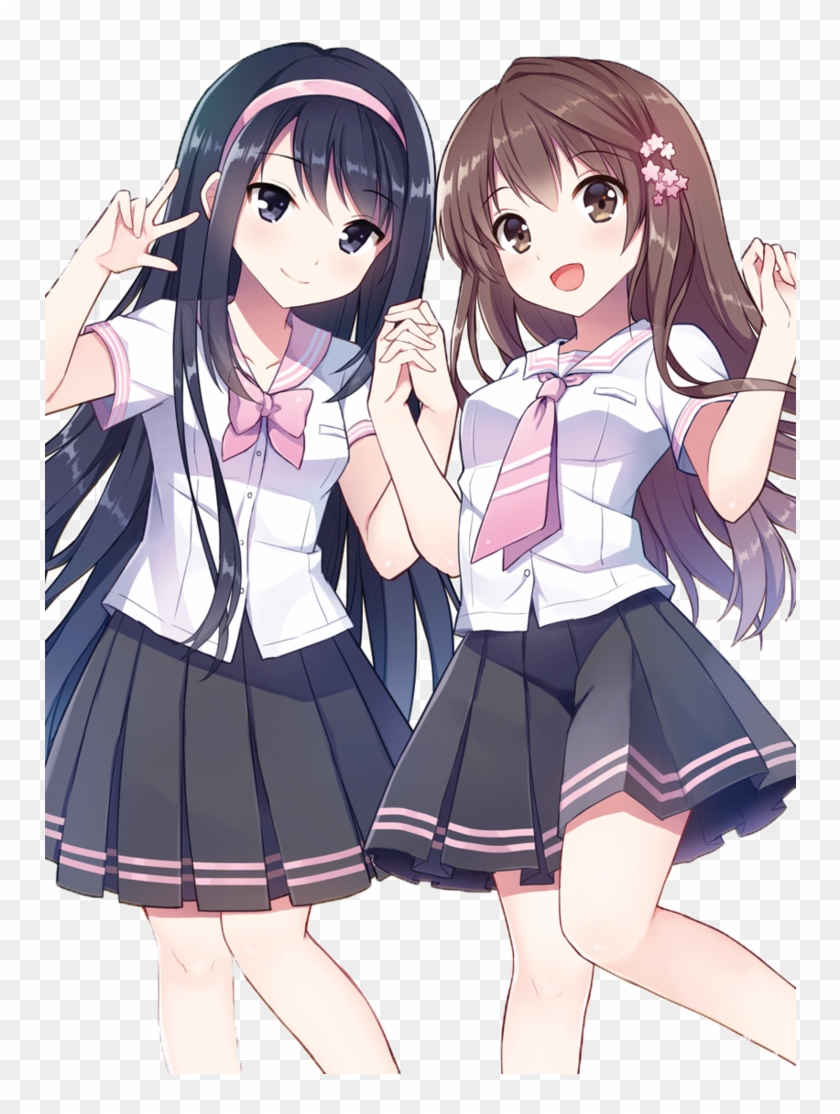 Anime Girls, Anime School Girl, Kawaii Anime Girl, - Cute Anime Girl Couples Clipart #1232343