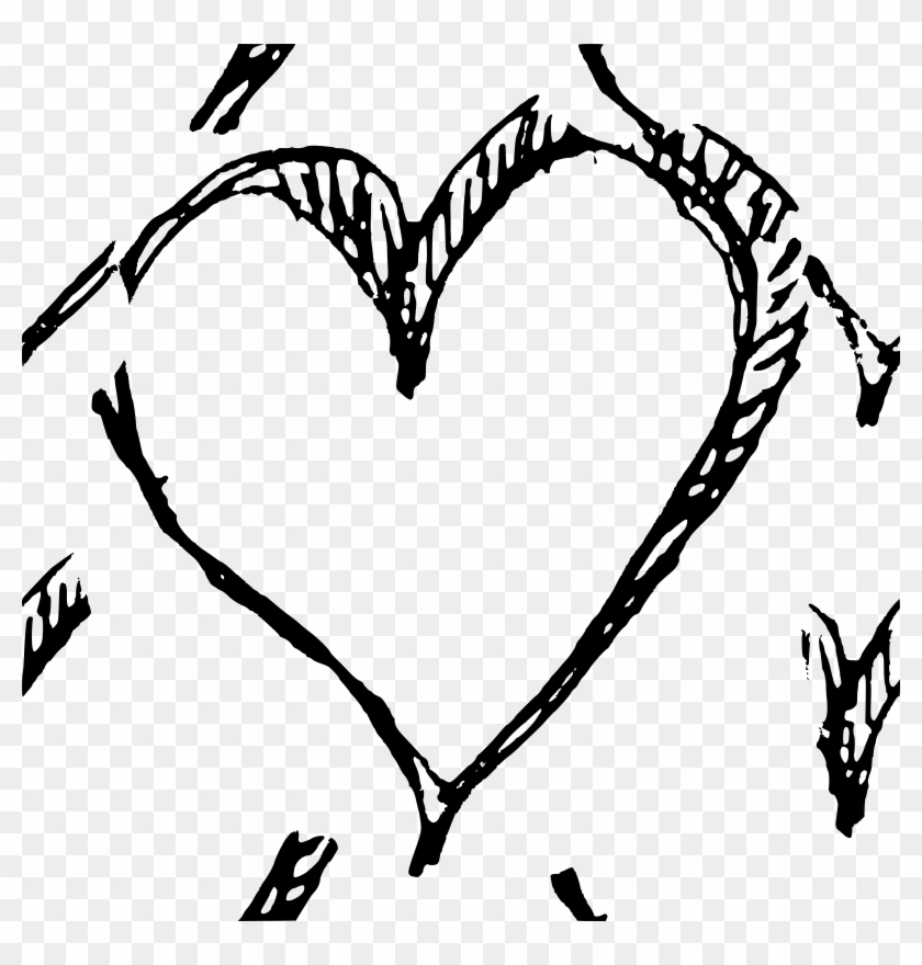 Pencil Heart - White Drawn Heart Transparent Clipart #1232980