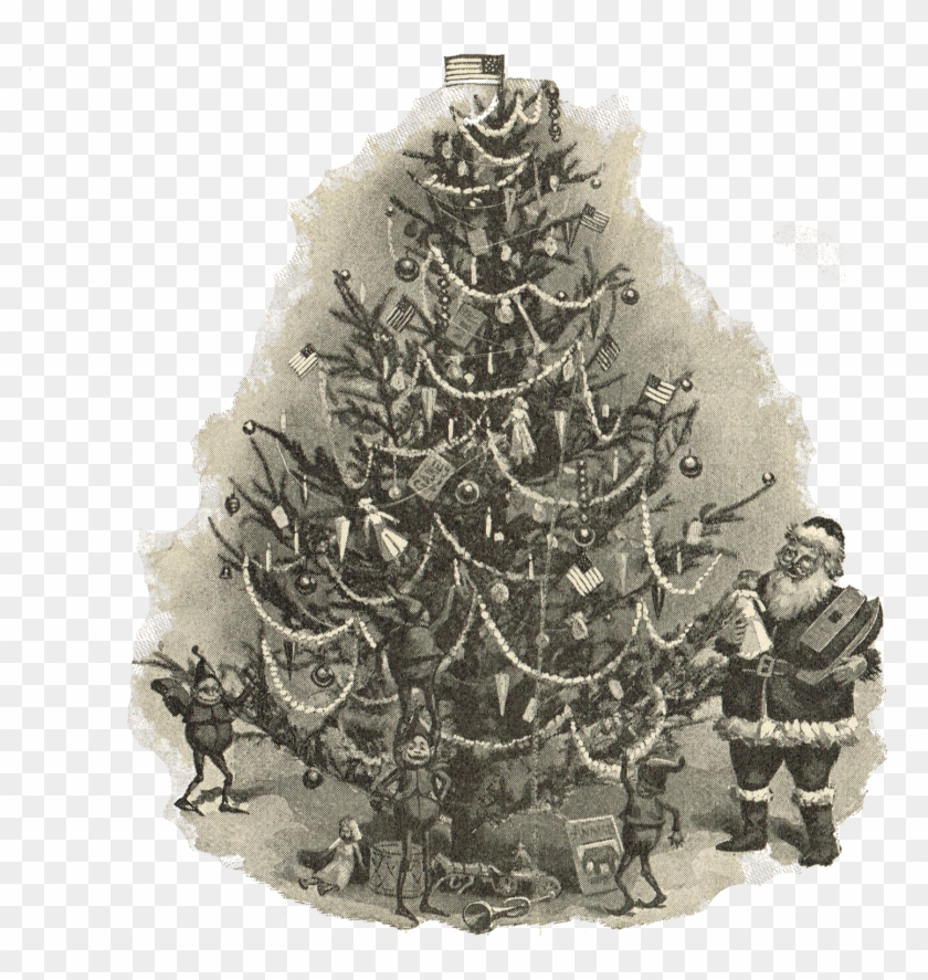 Royalty Free Antique Christmas Tree Illustration Via - Christmas Tree Clipart #1234231