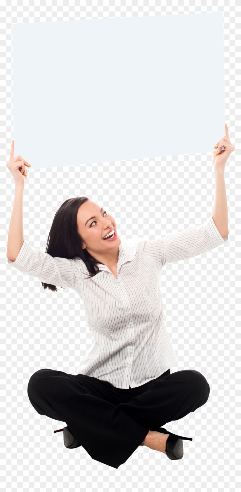 Girl Holding Banner - Girl Holding Banner Png Clipart
