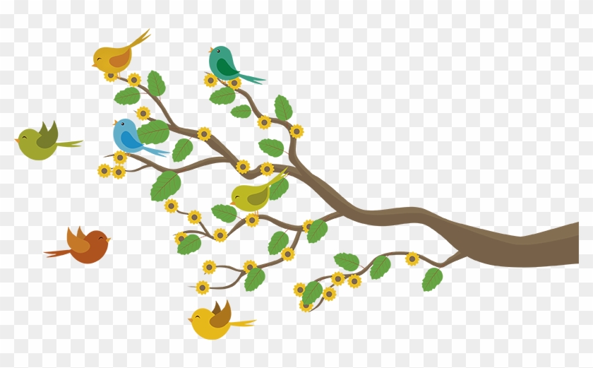 Vinilo Decorativo Pájaros En Ramas - Okhla Bird Sanctuary Timings Clipart #1235483