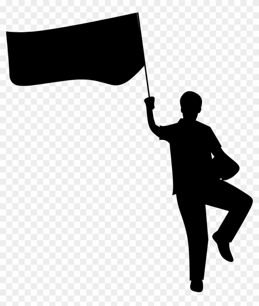 Silhouette Man People - Siluetas De Hombres Con Banderas Clipart