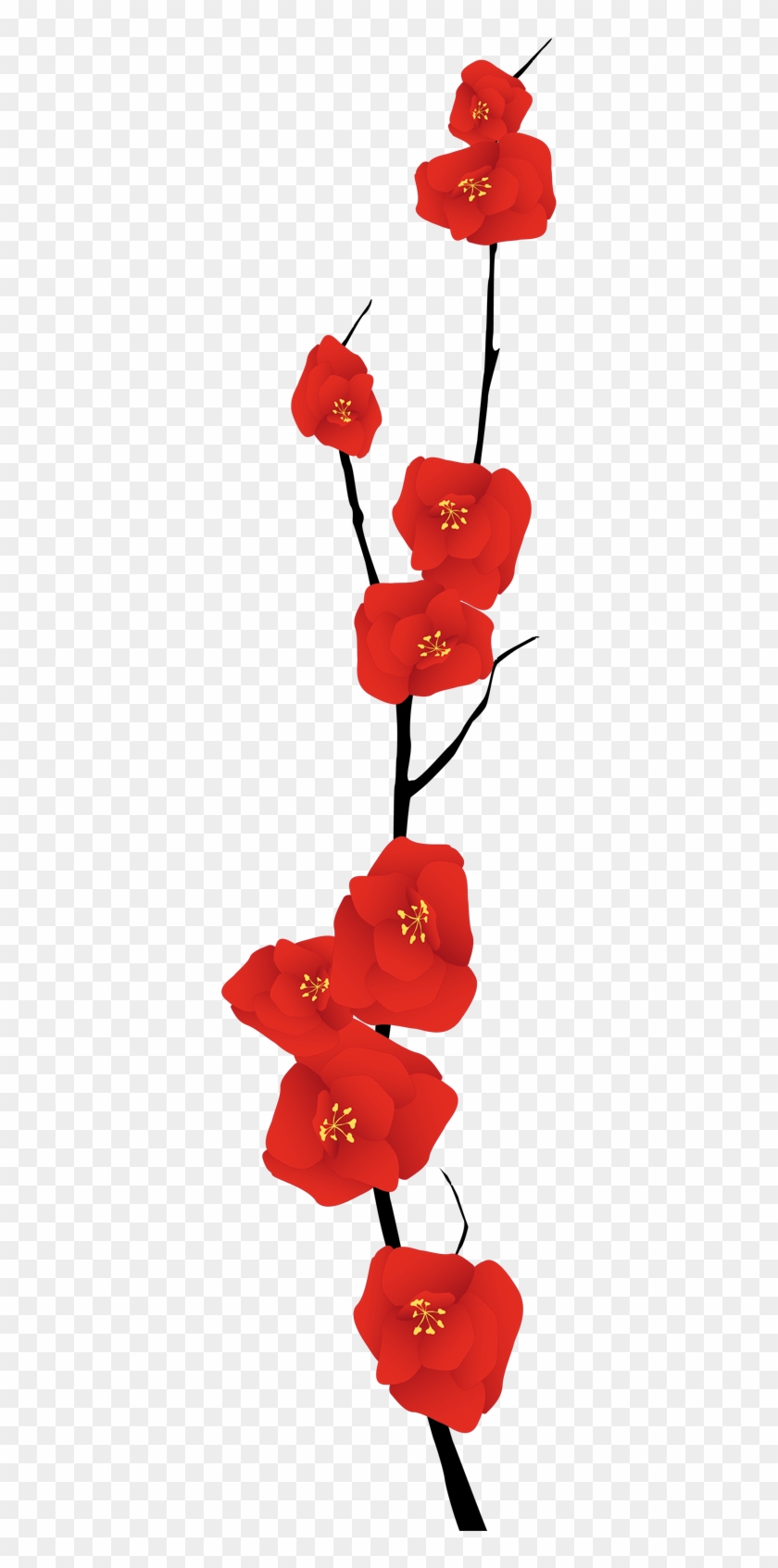 Vinilo Decorativo Rama Fina Florida - Dibujos De Flores Rojas Png Clipart