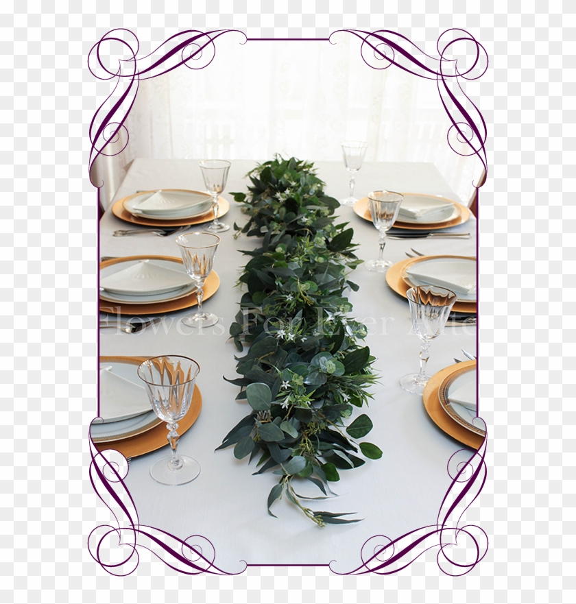 Australian Gum Foliage Table Garland Decoration 1mt - Bridesmaid Peony And Roses Bouquets Clipart #1236992