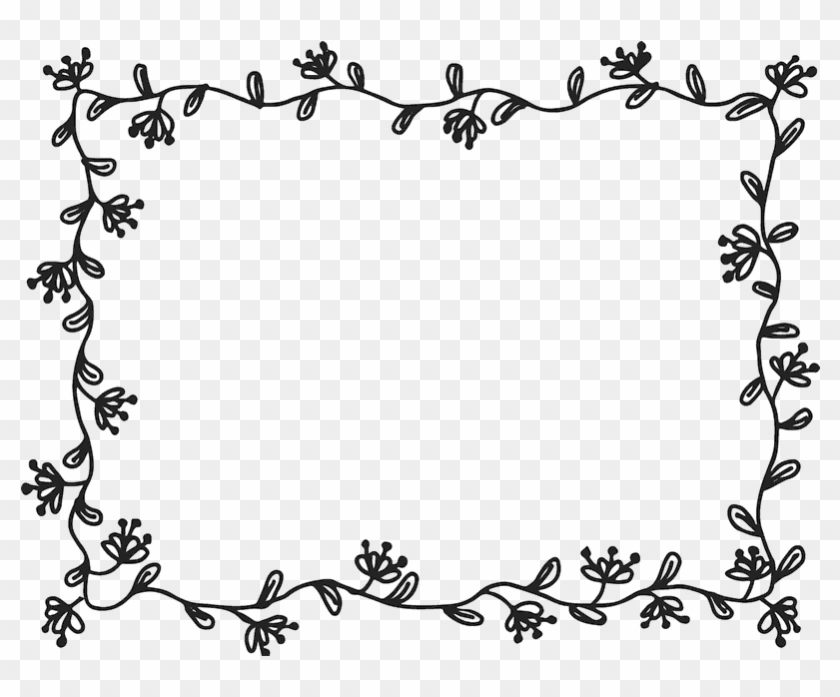 Floral Rectangle Rubber Stamp - Black Floral Rectangle Border Clipart #1237165