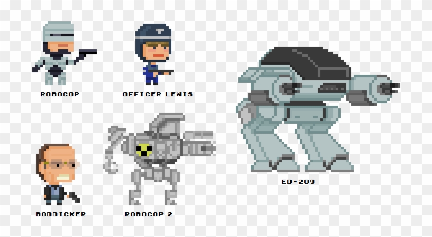 Robocop 8-bit Pixel Art - 8 Bit Ed 209 Clipart