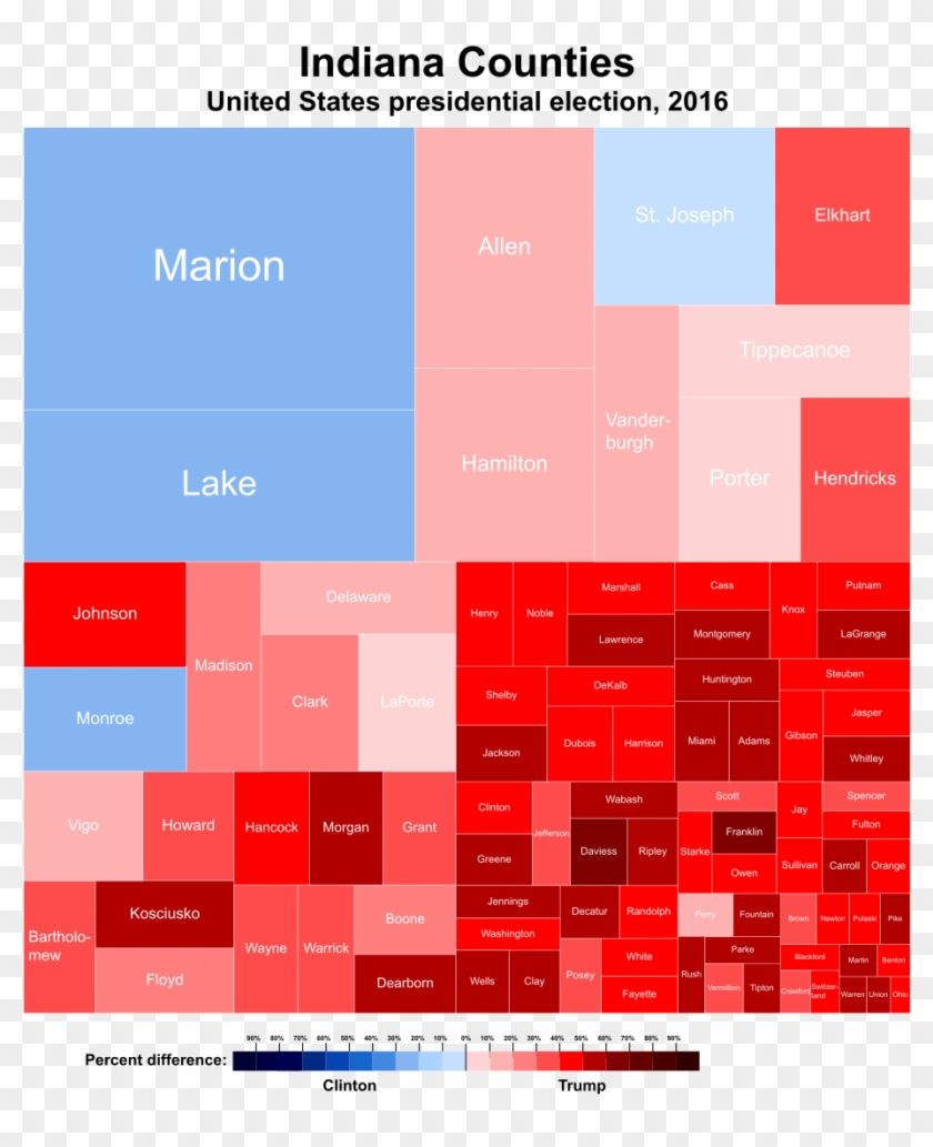 2016 Presidential Election Indiana By County Clipart #1238569