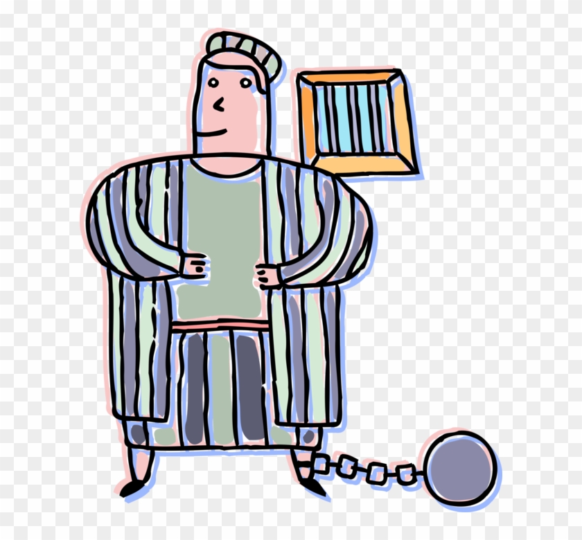Vector Illustration Of Incarcerated Inmate Behind Bars - Person In Jail Png Clipart #1239212