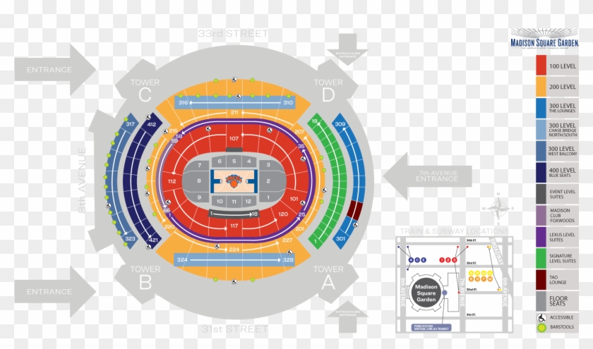 Madison Square Garden Seating Chart And Map Knicks - Madison Square Garden Seating Chart Clipart #1239640