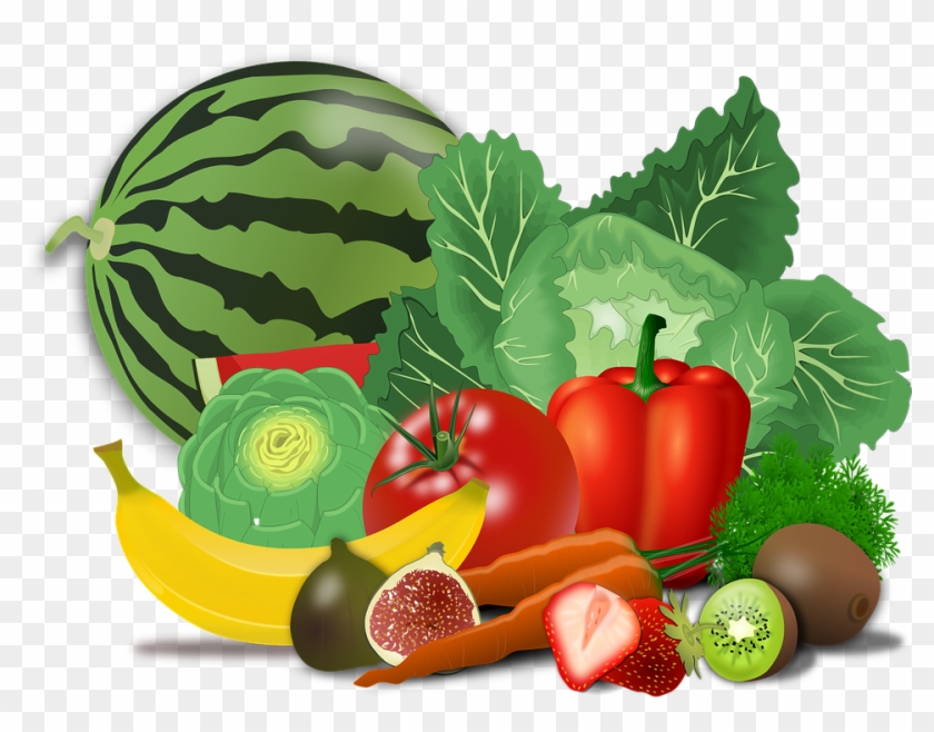 Fruits, Vegetables, Artichoke, Banana, Berries, Cabbage - Healthy Food Cartoon Transparent Clipart
